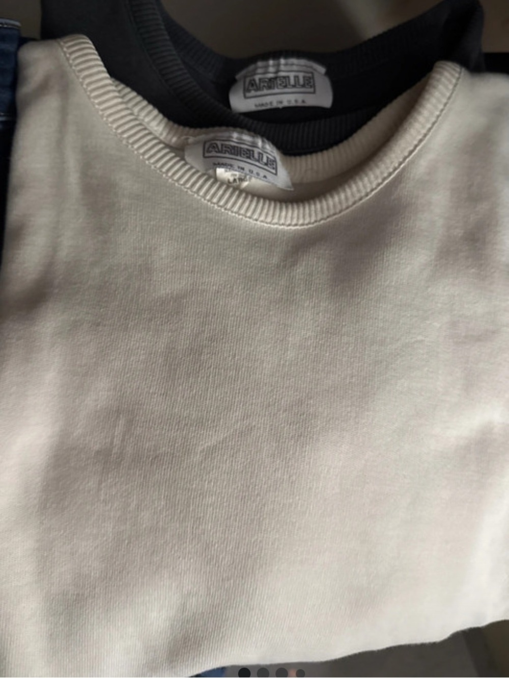 Aurielle Cream and Black Crewneck Knit Tees